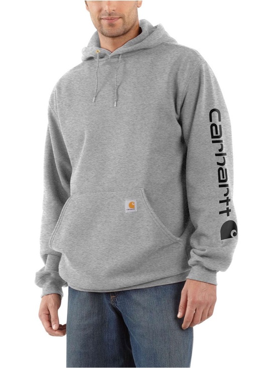 Carhartt Other - Carhartt Men's Heather Gray Pullover Hoodie with Black Sleeve Logo L Tall